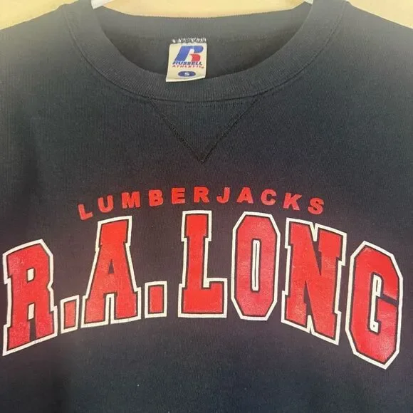Russell Athletic R.A Long Lumberjacks Black Crewneck Small Unisex - Picture 3 of 5